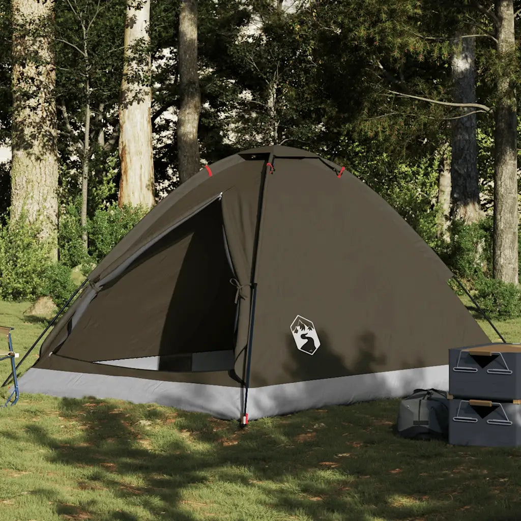 Tenda da Campeggio a Cupola per 4 Persone-Tenda per Escursionismo Marrone Impermeabile 231618