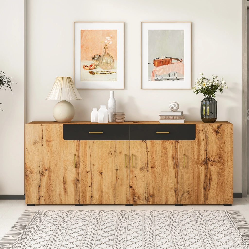 Sideboard per cucina - Zephmum- 208 x 39.5 x 80 cm, 4 ante, 2 cassetti