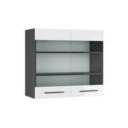 Mobile da cucina in vetro Fame-Line Bianco lucido/Antracite 80 cm Vicco