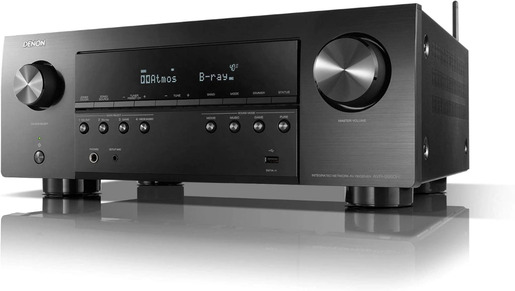 AVR-S960H ricevitore AV 7.2 canali, amplificatore HiFi, compatibile con Alexa, 6 ingressi HDMI e 2 uscite, 8K HDMI, Bluetooth, WLAN, streaming musicale, Dolby Atmos, AirPlay 2, HEOS Multiroom