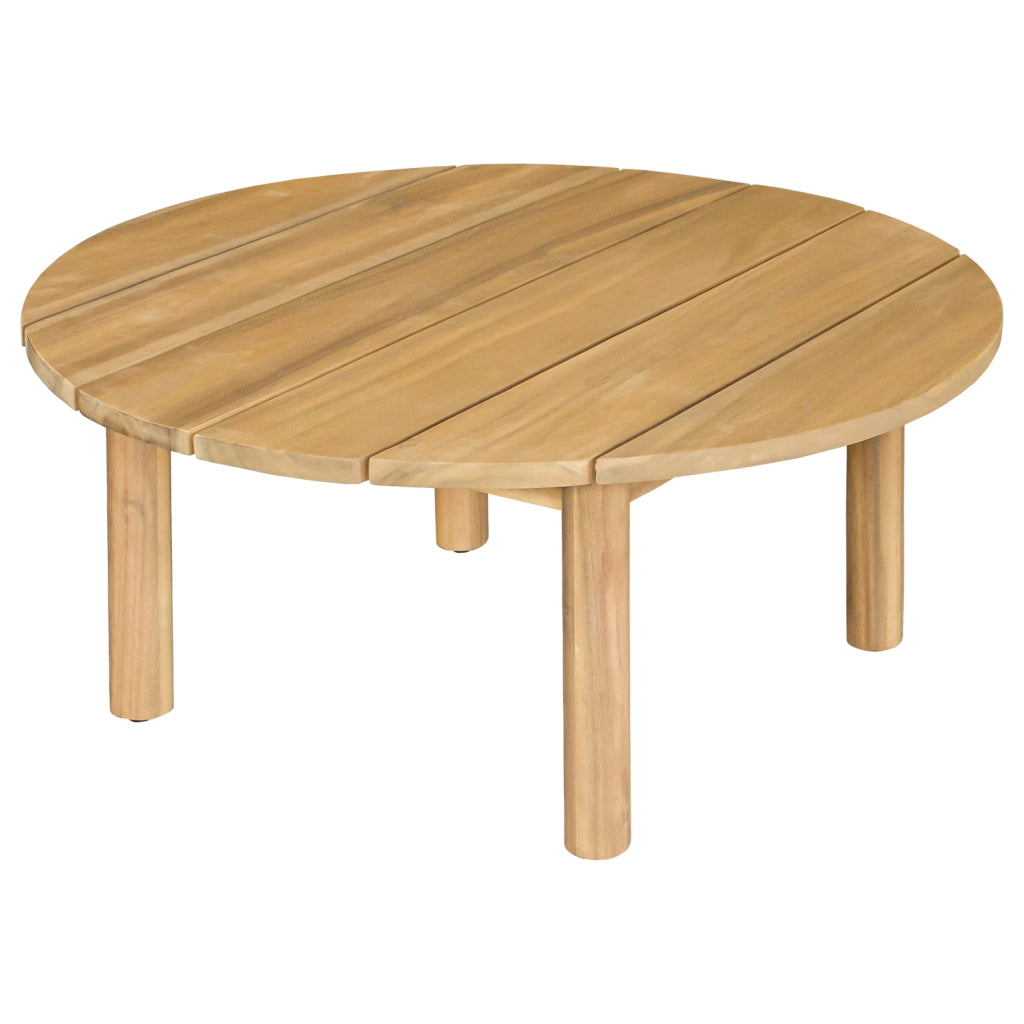 Set di mobili da giardino a 5 posti in acacia con cuscini beige LAGOA