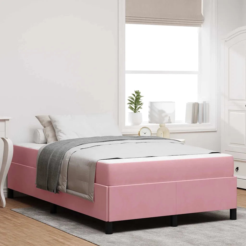 Struttura del letto con materasso Rosa 120 x 190 cm Tessuto