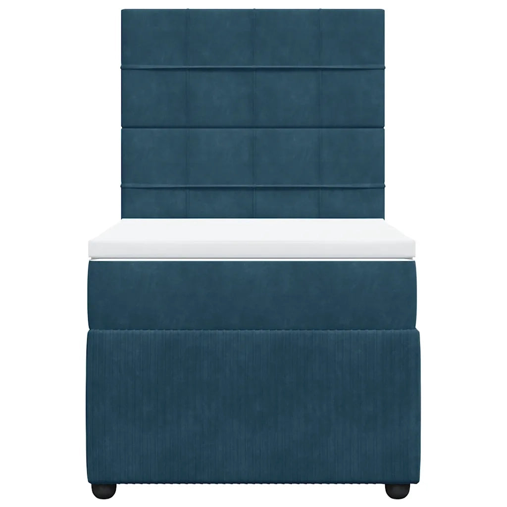 Giroletto a Molle con Materasso Blu Scuro 100x200 cm in Velluto