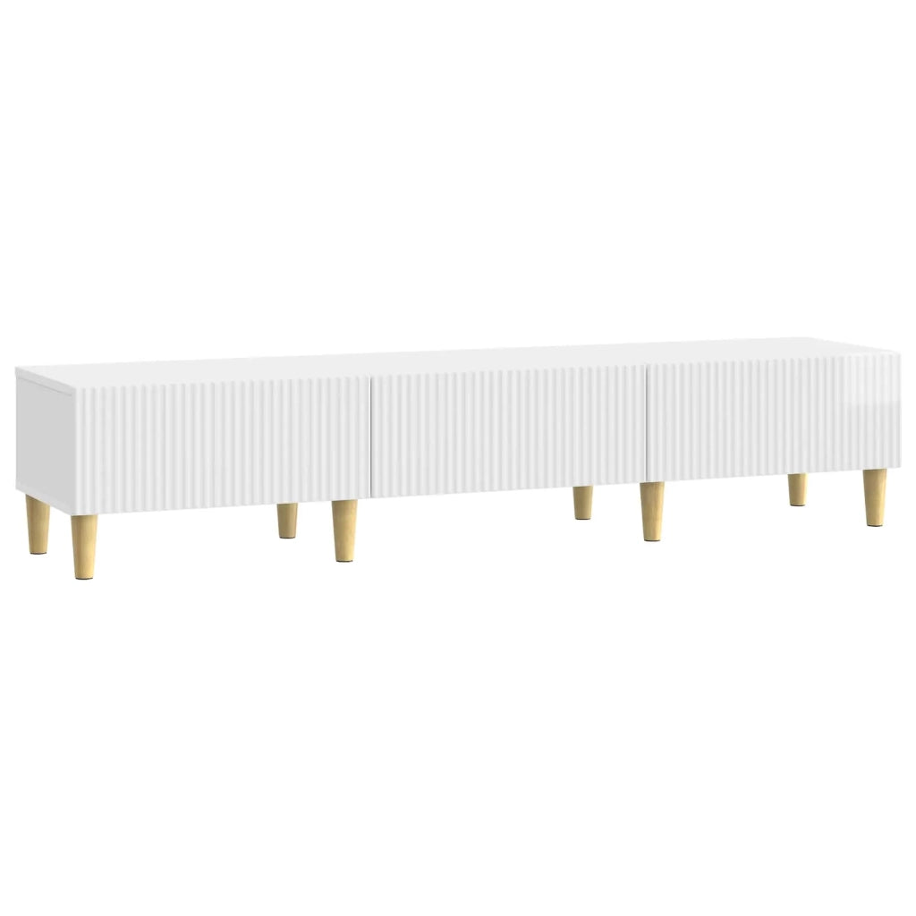 Mobile TV Bianco Lucido 147 x 34,5 x 30 cm Legno ingegnerizzato