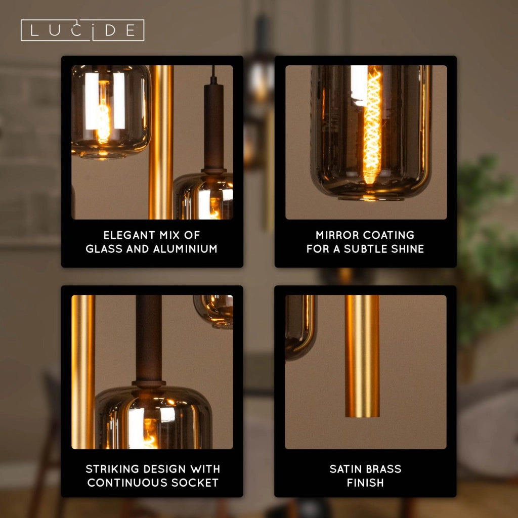 Lampada a sospensione JOANET nera oro 4xE27 2xGU10 Lucide