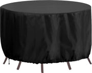 Tappetini per giardino rotondi impermeabili, grande tappeto per giardino rotondo 300 x 90 cm, tappetini per giardino rotondi pesanti 420D per esterno, impermeabili, resistenti al vento, anti UV tappetini per giardino patio set copertura nera