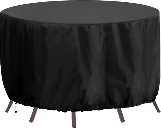 Tappetini per giardino rotondi impermeabili, grande tappeto per giardino rotondo 300 x 90 cm, tappetini per giardino rotondi pesanti 420D per esterno, impermeabili, resistenti al vento, anti UV tappetini per giardino patio set copertura nera