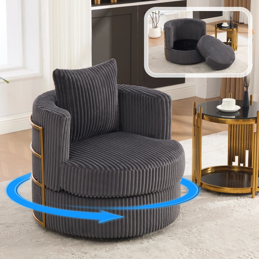 POLTRONA girevole 76x79x78 cm in tessuto cord Grigio
