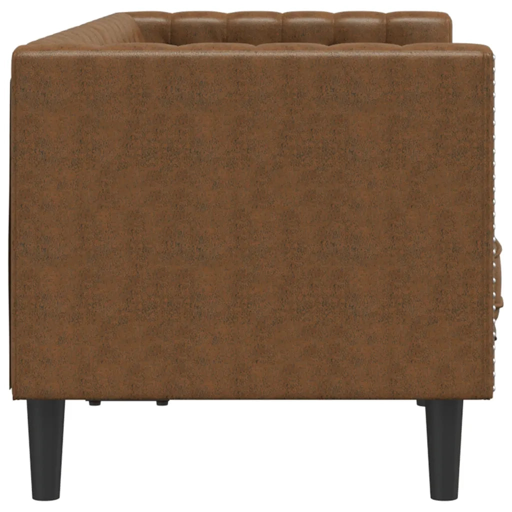 Divano Chesterfield con Rinforzi 2 Posti Marrone in Scamosciato 372692