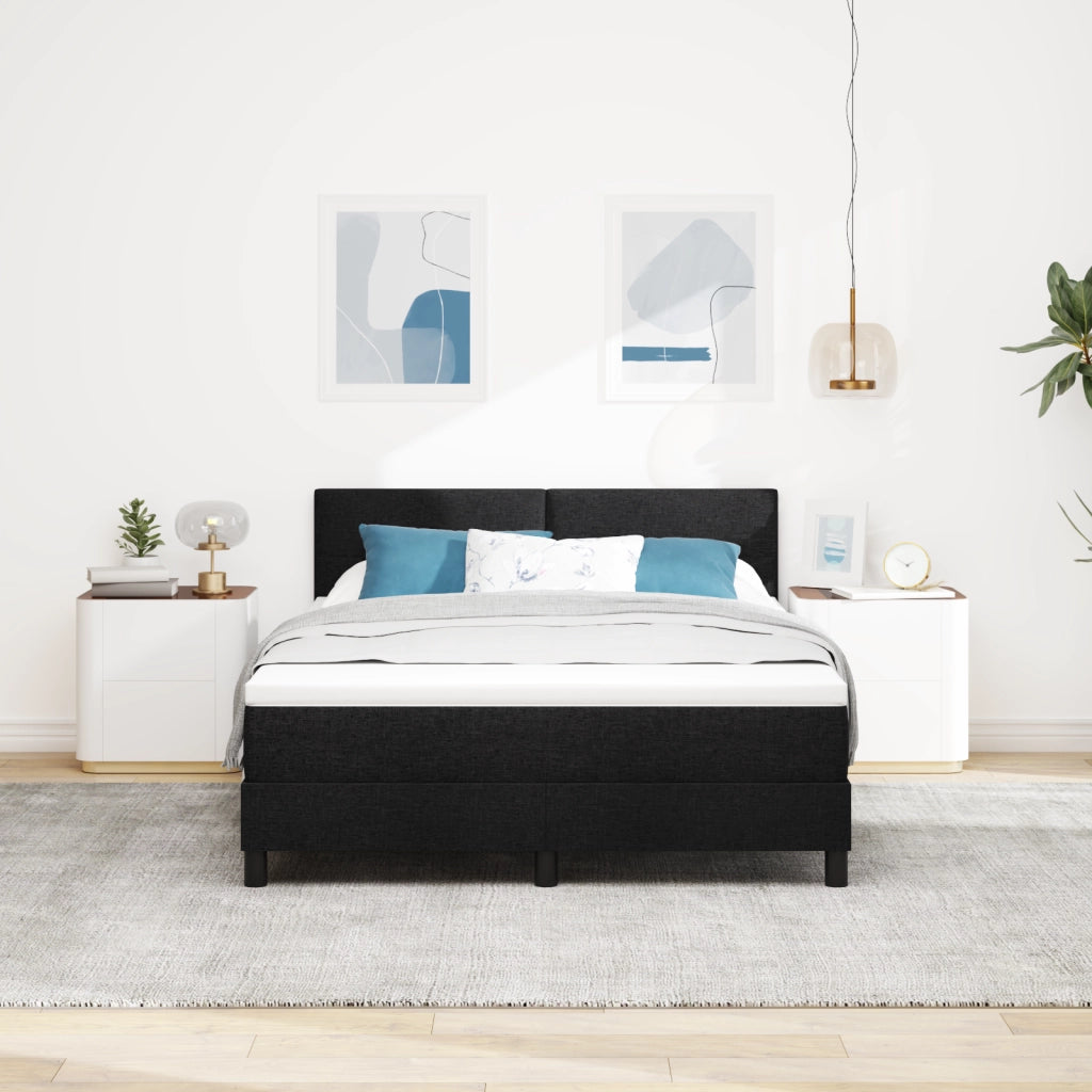 Letto con Box Spring e Materasso Nero 140x190 cm Tessuto
