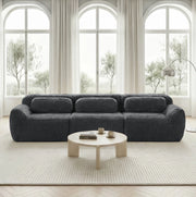 Divano modulare 3 posti in tessuto plush grigio; 291x104x73 cm; senza montaggio con base antiscivolo