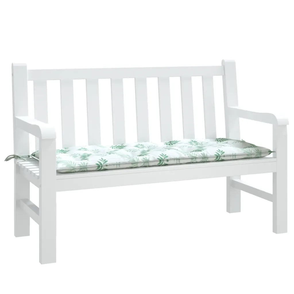 Cuscino Panca | Cuscini per sedie Giardino con Motivo a Foglie 120x50x7 cm Tessuto
