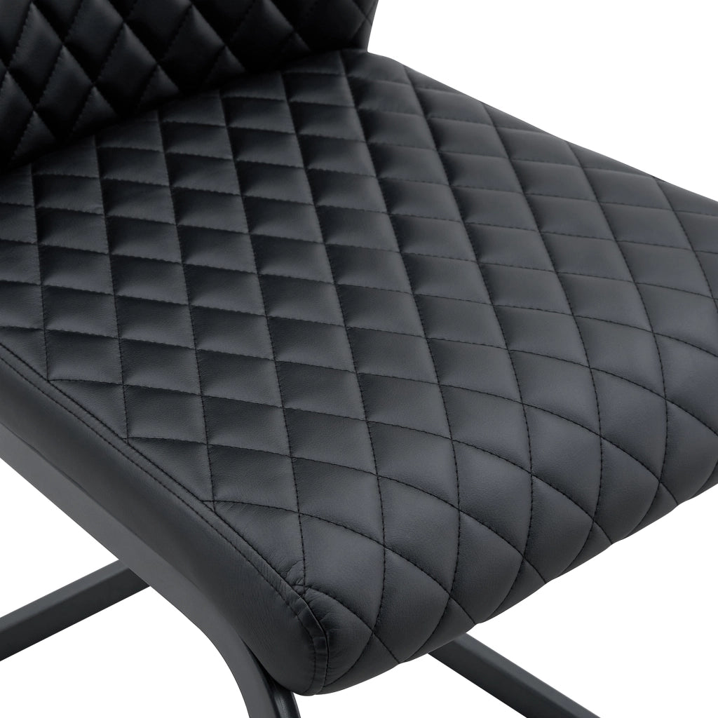 Sedia da Pranzo Set da 2 con Schienale Alto Ergonomico e Seduta Imbottita, in Metallo e PU Nero