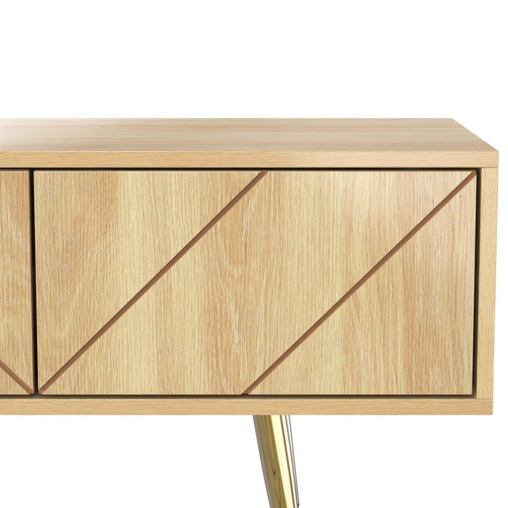 Mobile TV con 2 Ante; 2 Cassetti e 2 Vani Aperti; Piedini in Metallo Dorato; Stile Moderno; 160??36??42 cm; Legno