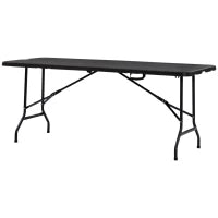 Tavolo da Giardino Pieghevole per 6 Persone in Acciaio e HDPE, 180x75.5x73cm, Grigio Scuro