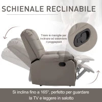 Poltrona Relax con 8 Punti Massaggio e Reclinazione a 165° in Finta Pelle, Grigio
