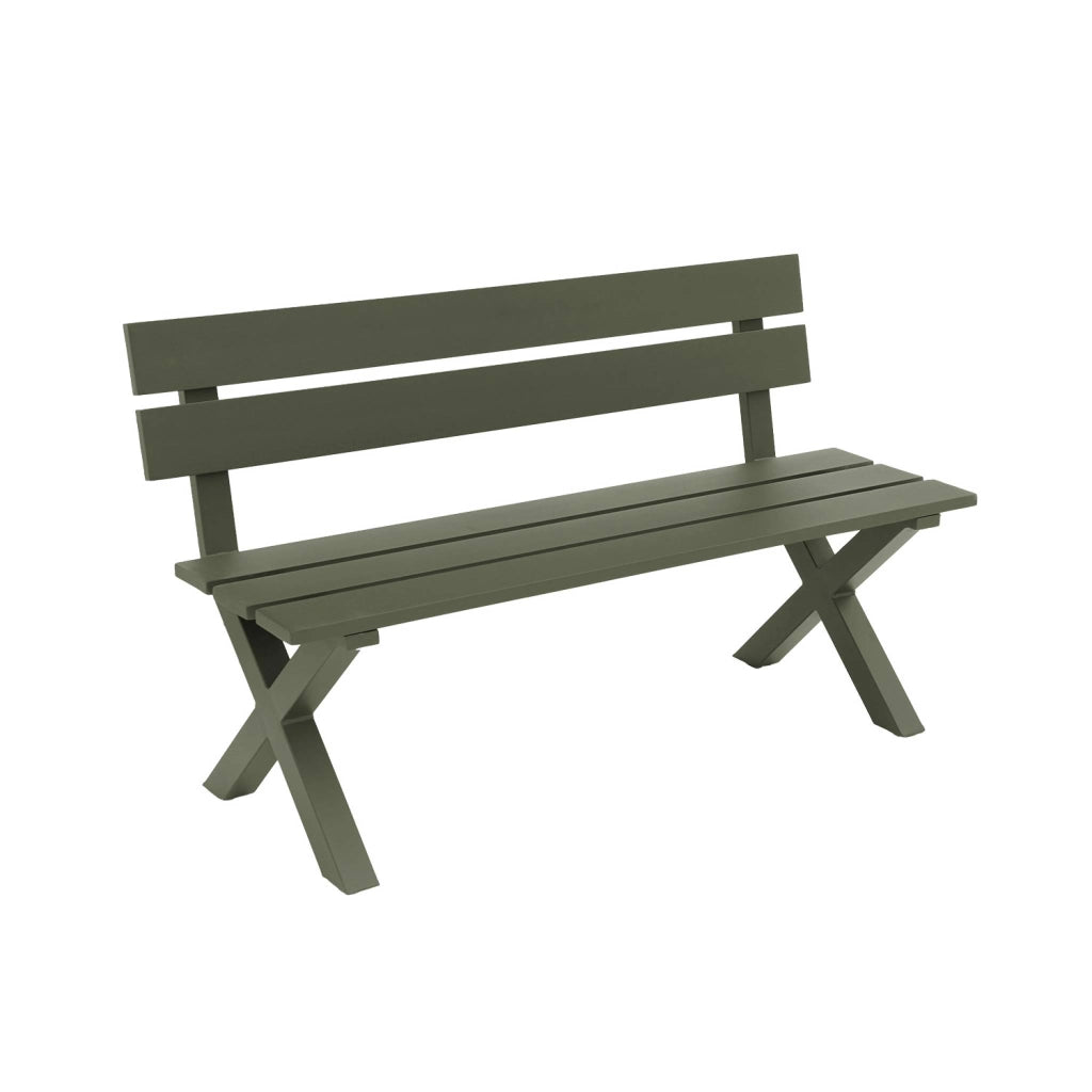 Panca da giardino in alluminio, 2 posti, verde kaki