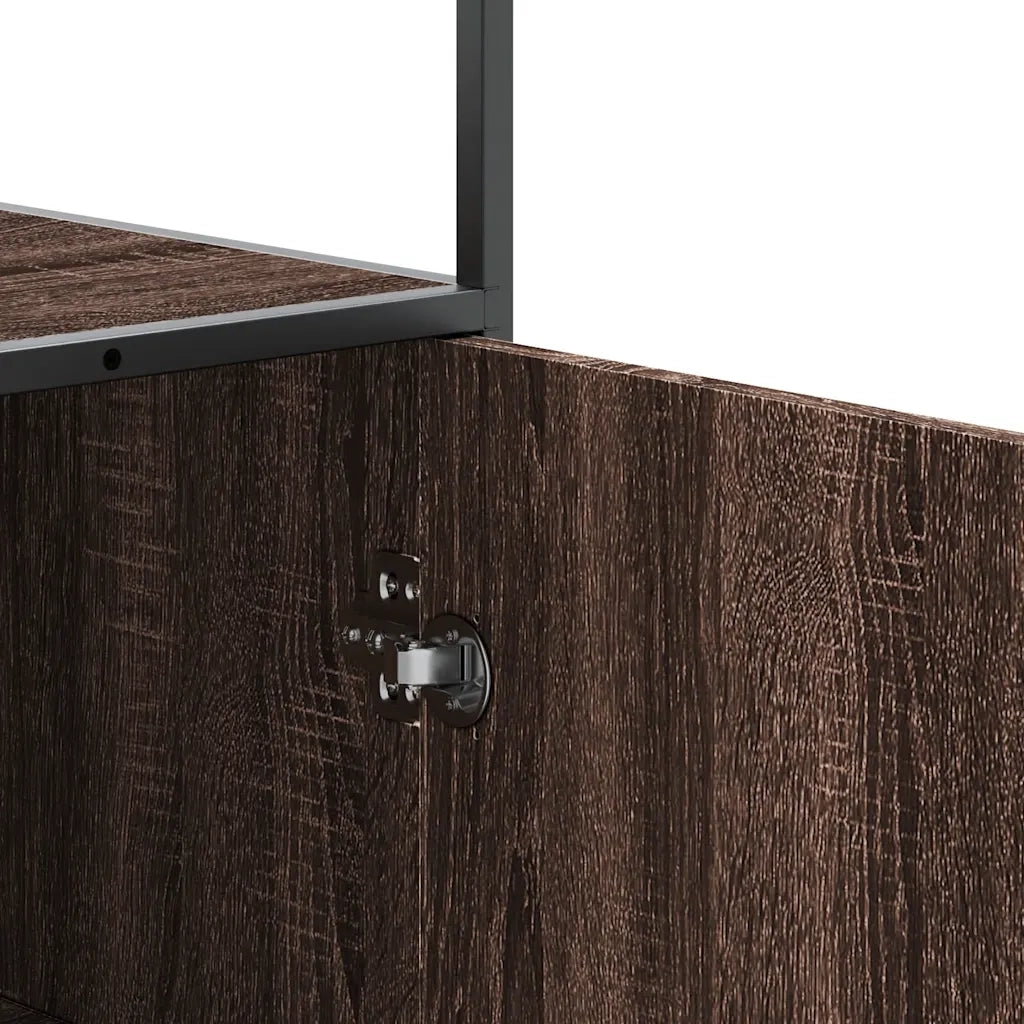 Credenza | Madia | Buffet da pranzo | Armadio da pranzo Rovere Marrone 35,5x35x139cm Legno Multistrato Metallo