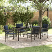 Set da Pranzo per Giardino 5 pcs Grigio e Nero Rattan 3380249