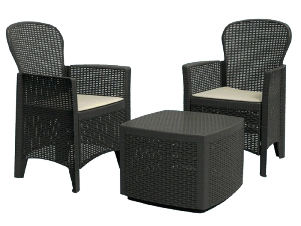 MAURY'S SALOTTINO ALESSIA DA GIARDINO CON CUSCINI 3 PZ ANTRACITE