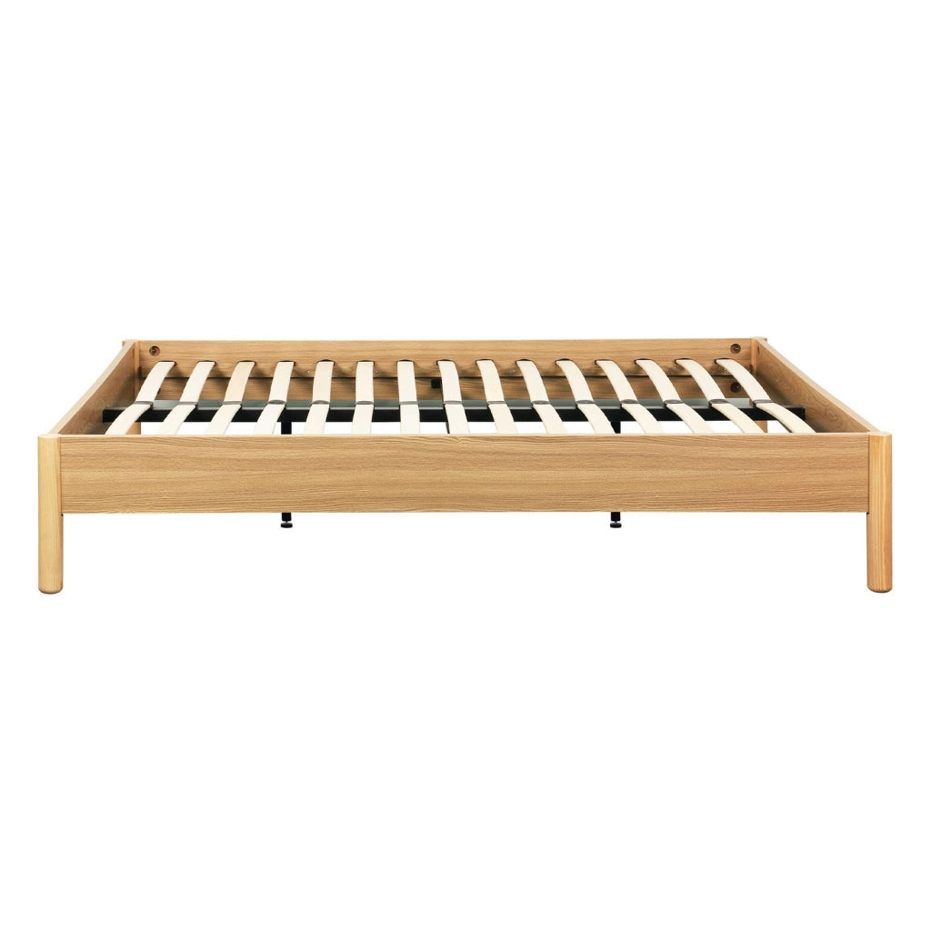Letto con rete a doghe 160x200cm decorazione legno, marrone naturale
