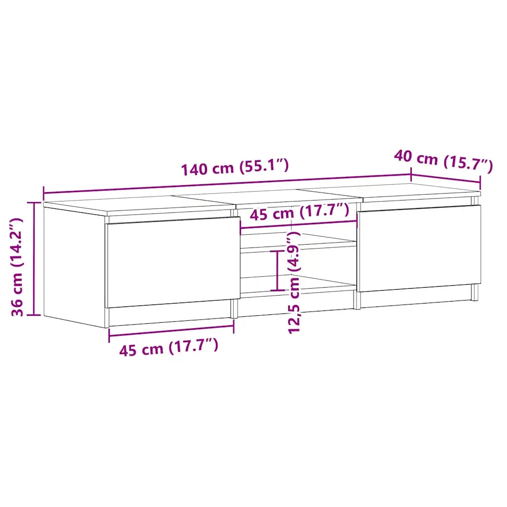 Mobile TV | Armadietto TV | Mobile Porta TV Rovere Fumo 140x40x35,5 cm in Legno Multistrato
