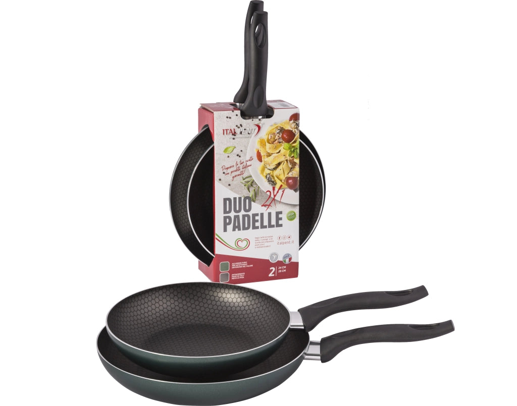 KIT PADELLE 'BLACK LINE' 28/24 cm - set 2 pezzi - PENTALUX