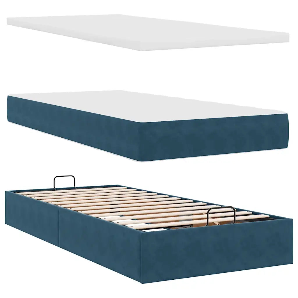 Pouf Letto con Materassi e LED Blu Scuro 200x200cm Velluto 3312969