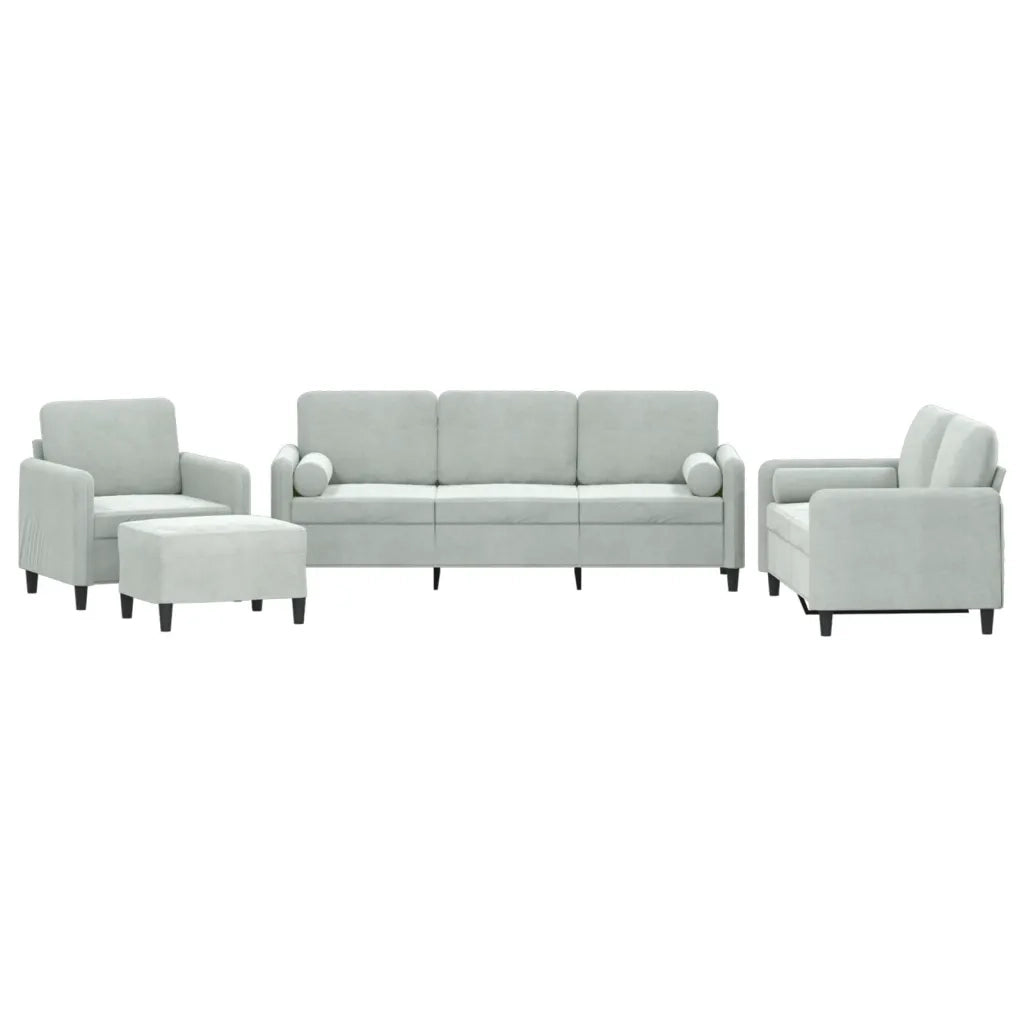 Set di Divani 4 pz con Cuscini Grigio Chiaro in Vellutocod mxl 104186