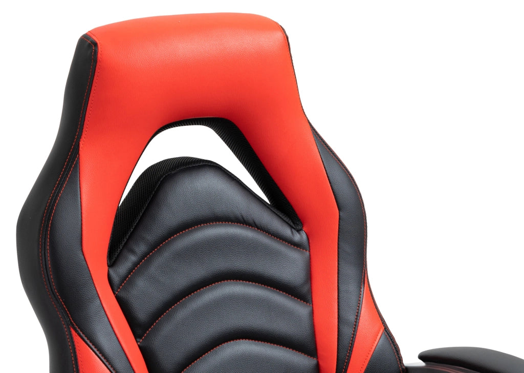 Sedia da ufficio Foxton in finta pelle nero/rosso