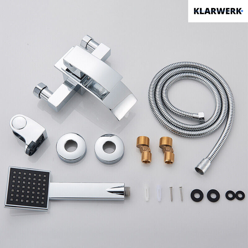 "ROSA" | Miscelatore vasca a cascata doccia oro | in acciaio inox comprensivo di doccetta e supporto | Set completo termostato vasca con rubinetto