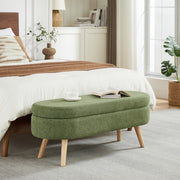 Panca contenitore imbottita con vano portaoggetti in chenille con fori di ventilazione verde 112 × 42 × 24,8 cm