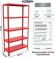 SCAFFALE IN METALLO ROSSO ETTORE KIT BULLONI 100 X 40 X H 187 CM 5 RIPIANI