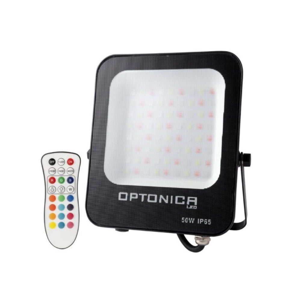 Proiettore led rgb light con telecomando potenza 50 watt colore nero ip65