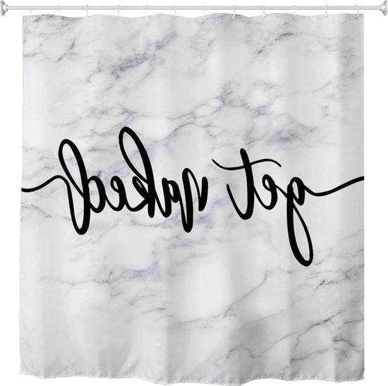 Douchegordijn Acquamarma Impermeabile - Tendal Antimuffa per Bagno - Bianco Nero - 180 cm x 200 cm