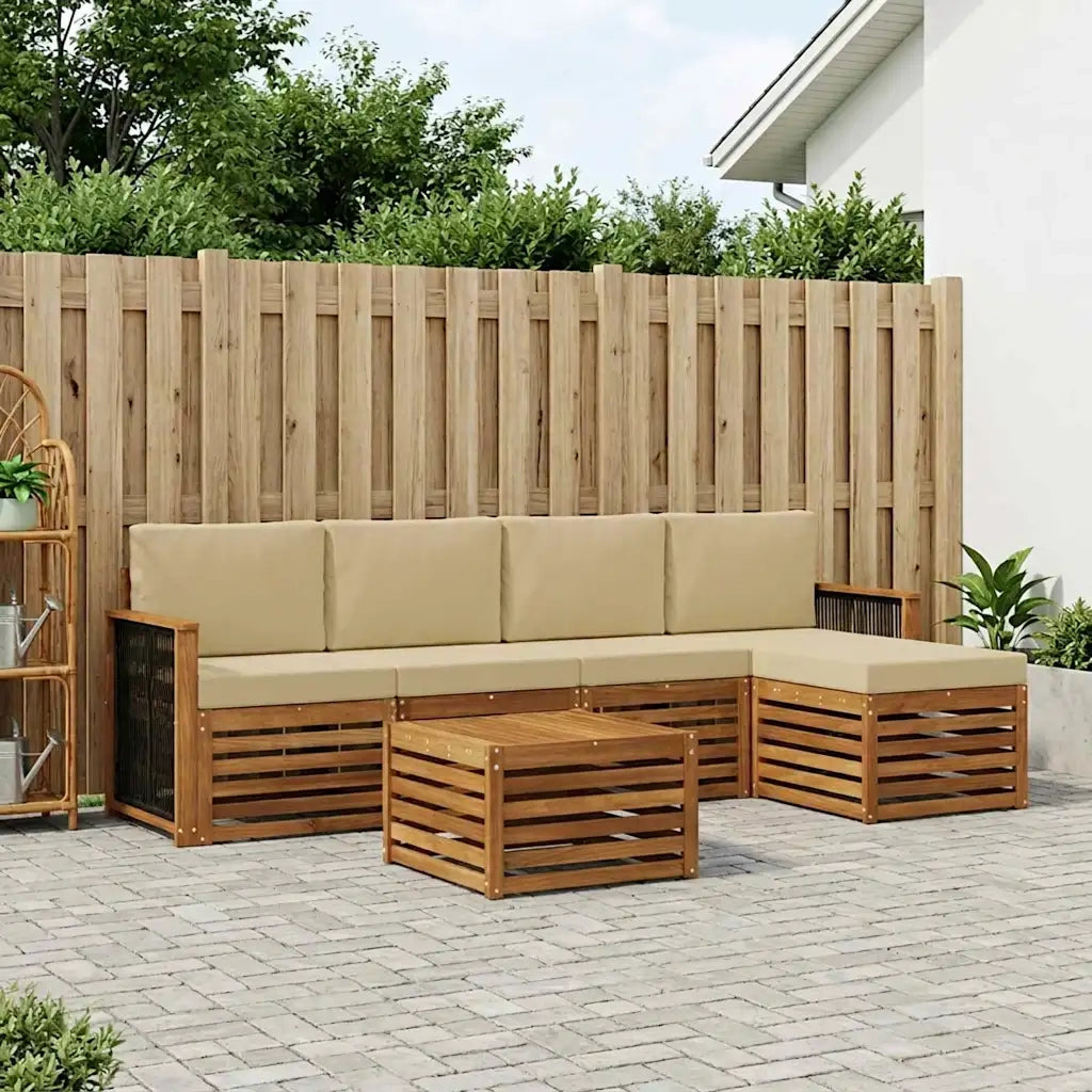 Set di divani da esterno con cuscino 6 pcs Naturale e Beige 3384264