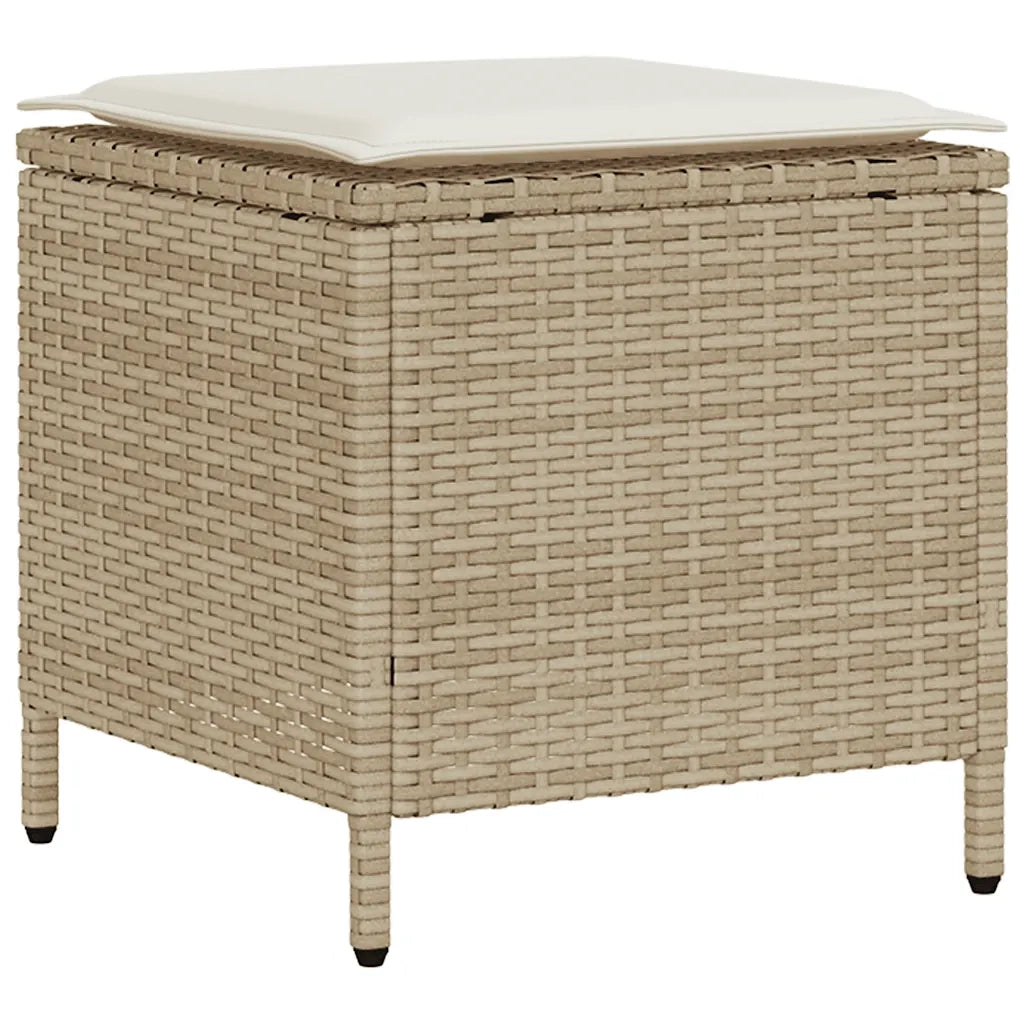 Set Divano da Giardino 6 pz con Cuscini Beige in Polyrattan