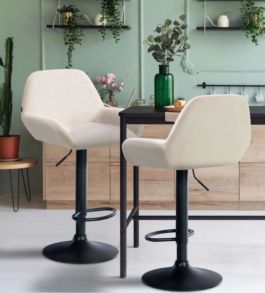 Sgabello Braga in velluto crema,nero