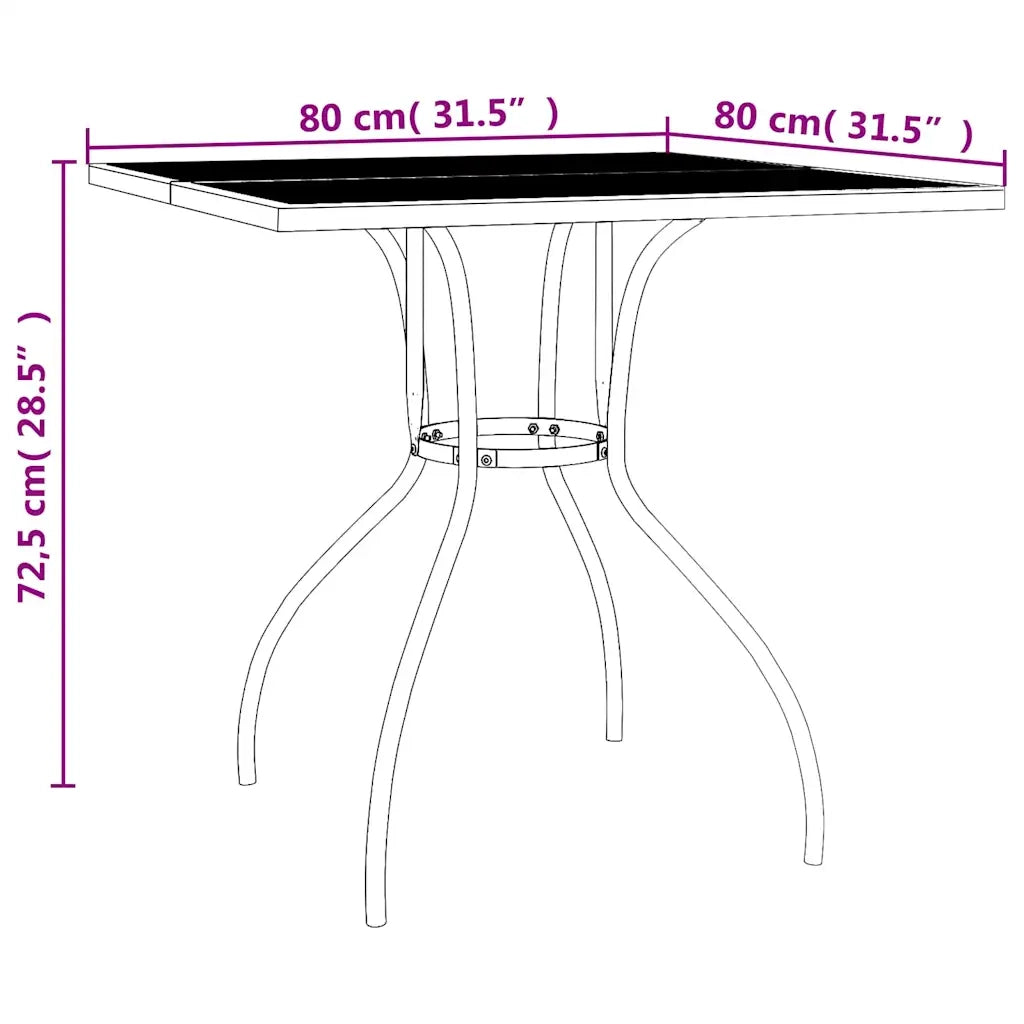 Tavolo da Giardino Antracite 80x80x72,5 cm Rete d'Acciaio