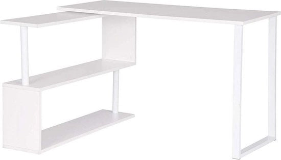 Bureau Design con Spazio di Archiviazione - Canto, Scrivania, Scrivania Canto - Bianco 120x50x74 cm