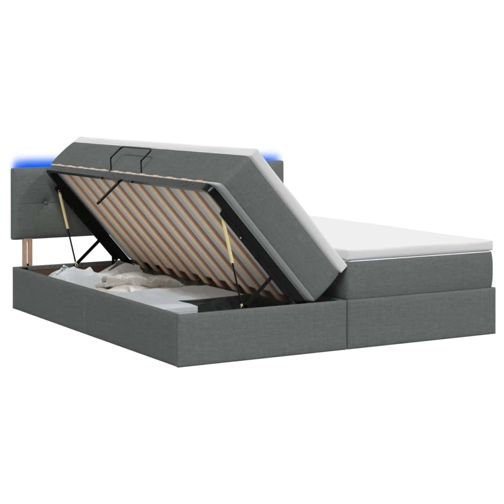 Letto con contenitore LED e materasso Grigio Scuro 180 x 200 cm 3459349