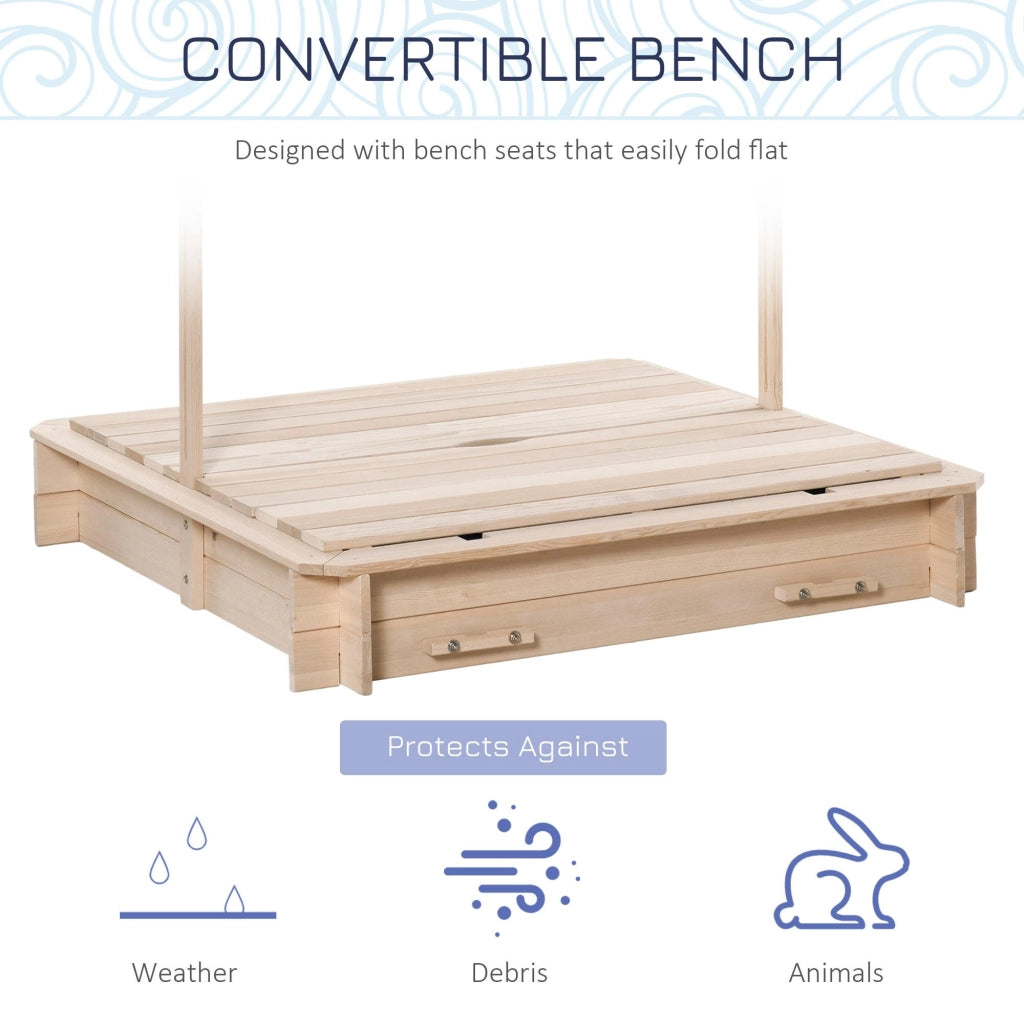 Sabbiera da Esterno con Tettuccio Parasole 106x106x121 cm in Legno Bianco e Blu
