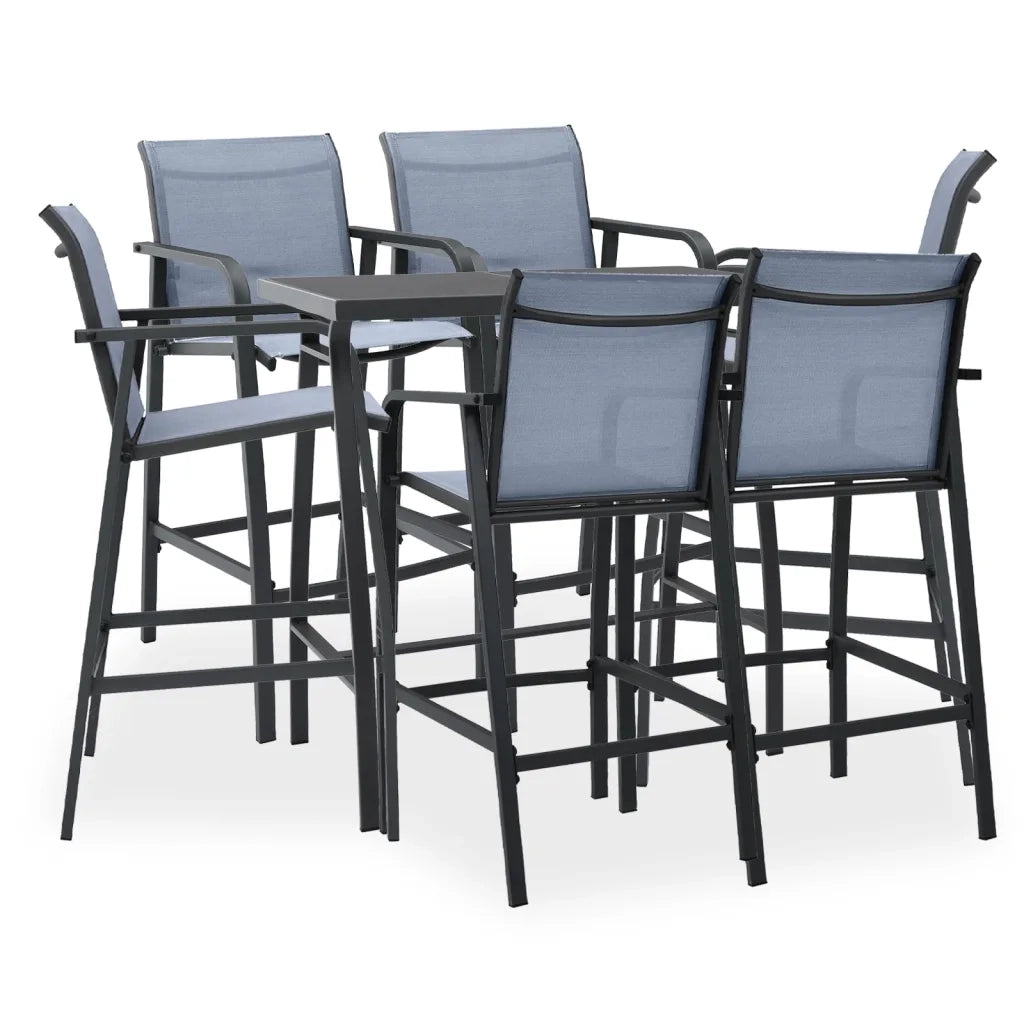 Set Bar da Giardino 7 pz Nero e Grigio