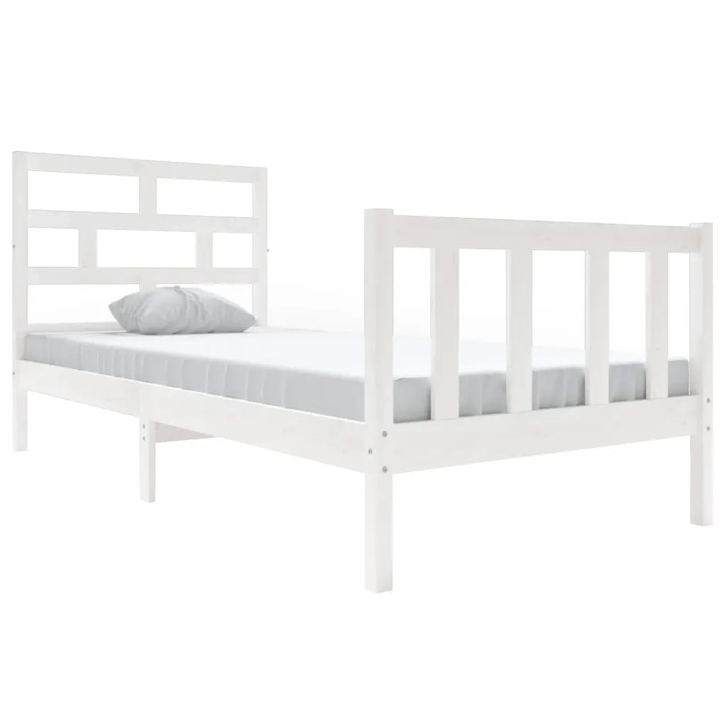 Giroletto-Struttura Letto Bianco in Legno Massello di Pino 90x190 cm Single 331776