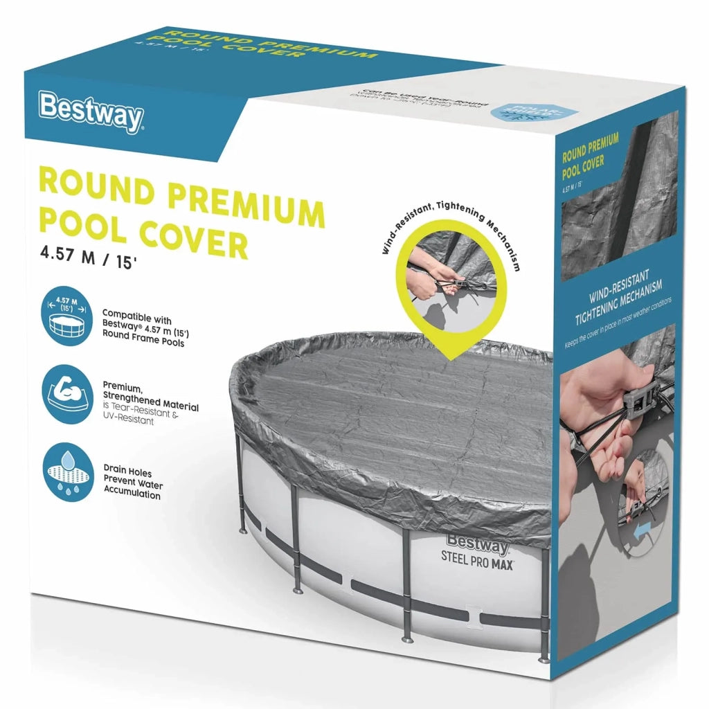Bestway Copertura per piscina Ø3,05 m Rotondo Poliestere Grigio 42035728