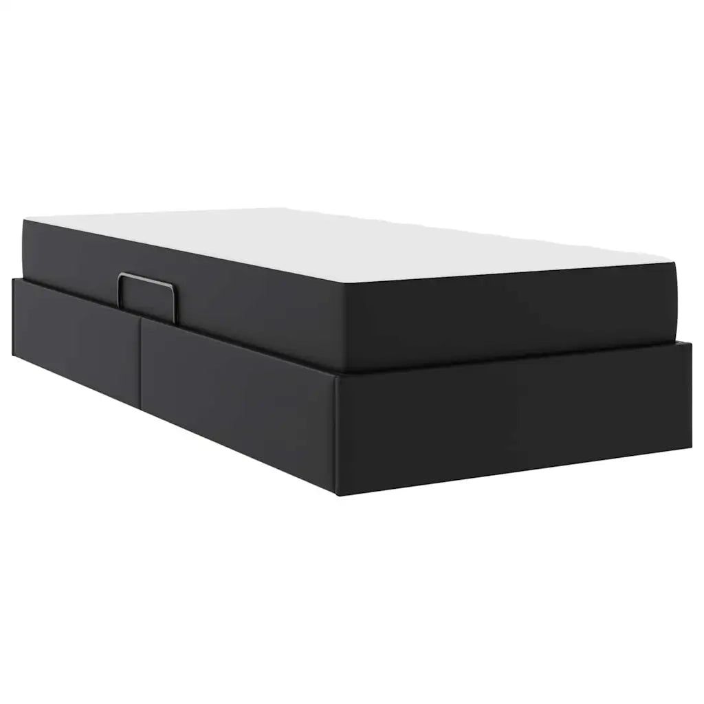 Letto con contenitore e materasso 2 pcs Nero Pelle 3399588