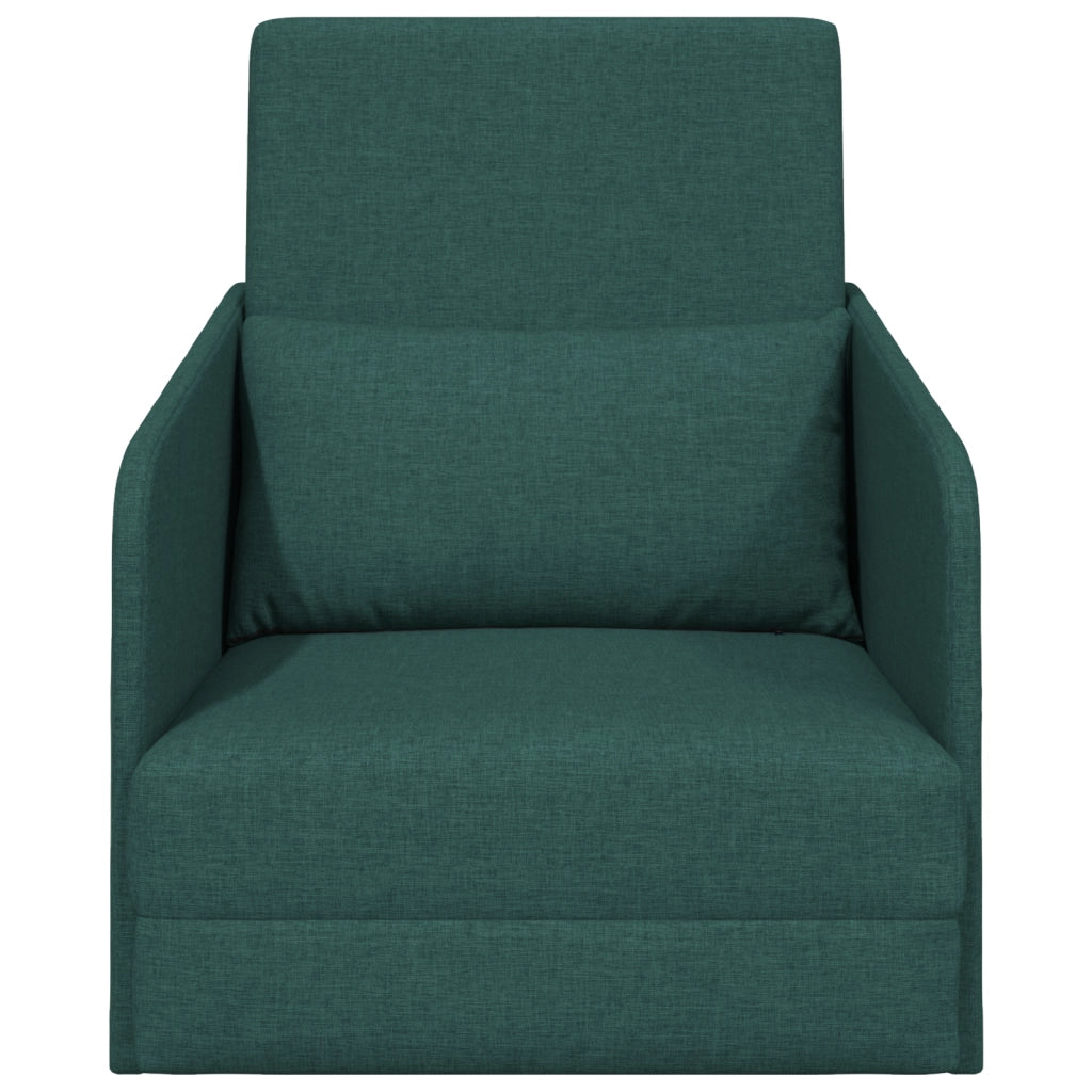 Sofa Letto da Terra 2-in-1 Verde Scuro 65x80x83 cm Tessuto