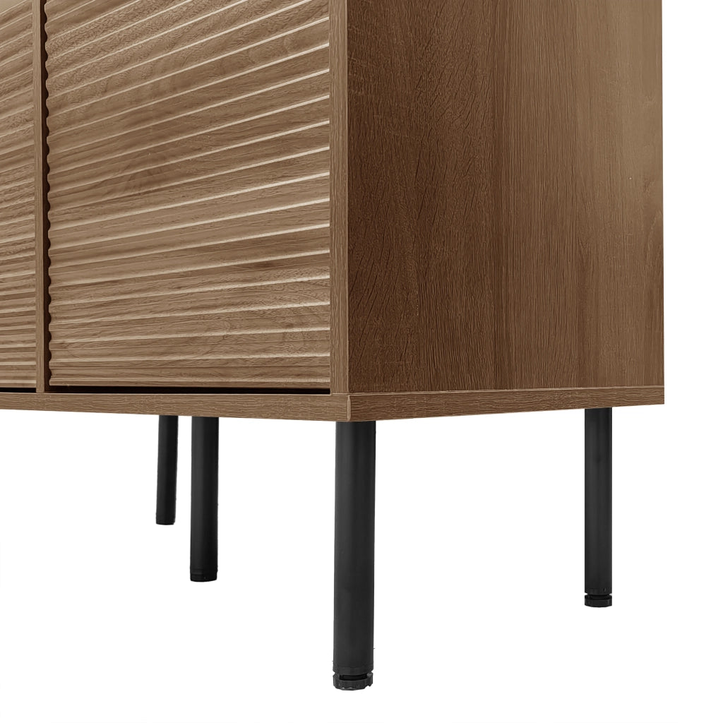 Vetrina con 4 cassetti nascosti e anta in vetro per bagno soggiorno e ufficio in MDF effetto legno, portata 60 kg