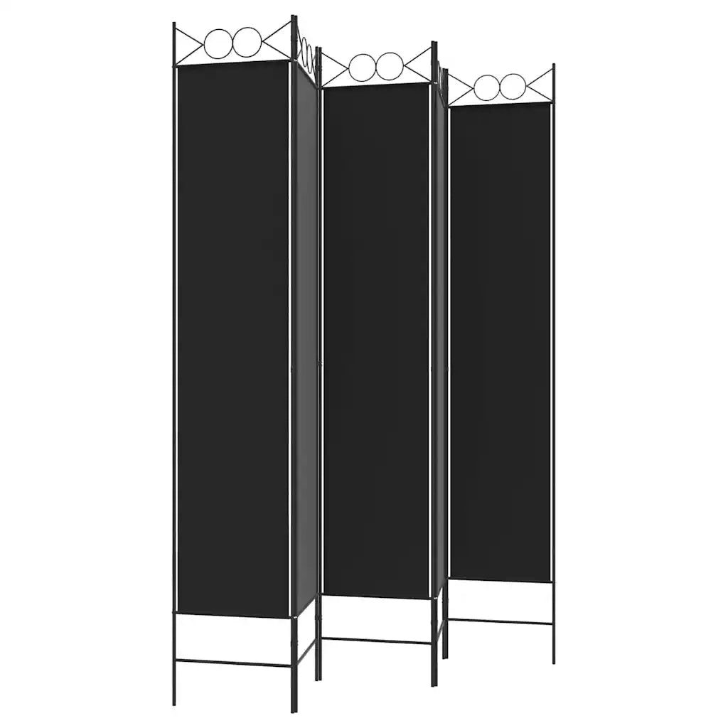 Divisorio Ambienti | Divider per stanze | Paravento 5 Pannelli Nero 200x220 cm Tessuto