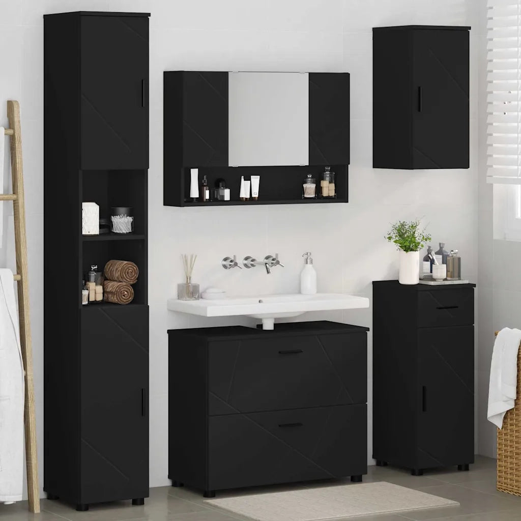 vidaXL Set di mobili per il bagno 5 pcs Nero 30 x 35 x 192 cm